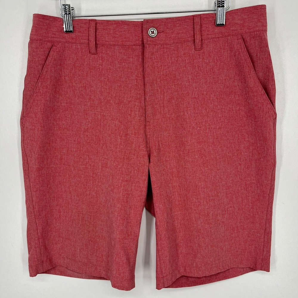 Coolkeep Mens Stretch Performance Shorts Red Heathered Size 34 T207300
